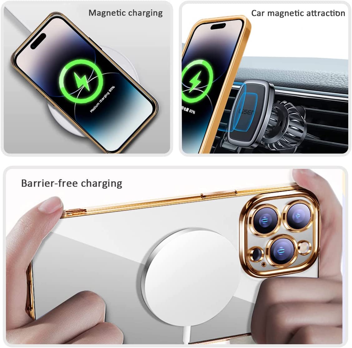 Luxury Ultra-Thin iPhone Case with MagSafe: 360° Full Metal and Glass Protection, Magnetic Adsorption | Shockproof with Glass Lens Camera Protection | Stylish Phone Cover for Apple iPhone 16/15/14/13/12 Pro Max, Plus, Mini