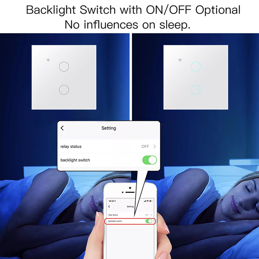 Premium WiFi Light Switch Touch Sensor Smart Switch App Remote Control - No Neutral Wire 110V 220V for Smartphone, Laptop, Tablet, PC, Apple iPhone, iPad, MacBook, iOS, Android, Samsung Alexa Google Home | Limited Edition