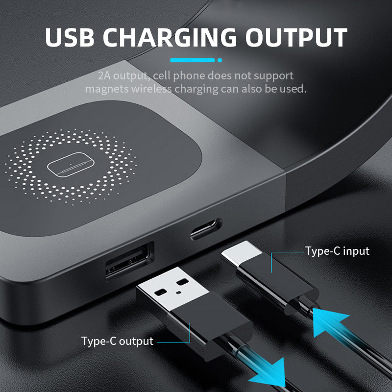 Magnetische 15W Induktions-USB-Ladegerät Schnellladestation | für iPhone 15/14/13/12 Pro Max Plus, Apple Watch