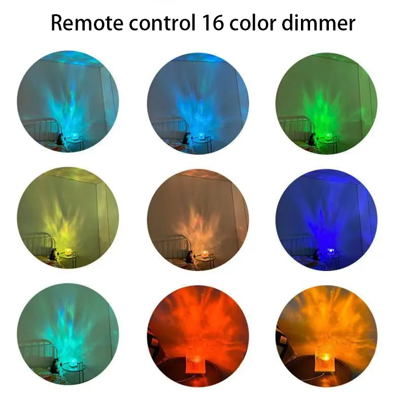 Premium Water Wave Projector Night Light 16 Colors Flame Crystal Lamp for Smartphone, Laptop, Tablet, PC, Apple iPhone, iPad, MacBook, iOS, Android, Samsung Living Room, Study, Bedroom | Dynamic Rotation | Limited Edition