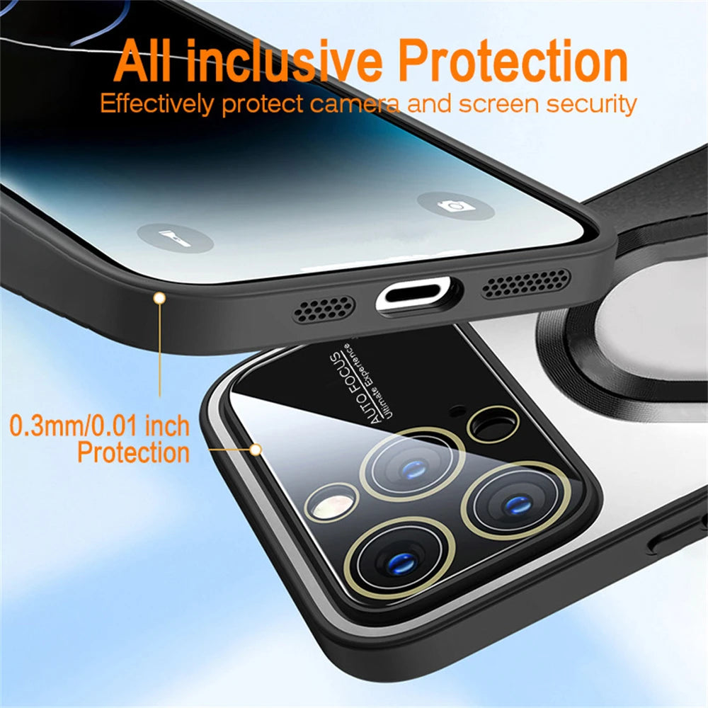 High-Quality Matte Magnetic iPhone Case with MagSafe for Apple iPhone 16/15/14/13/12 Pro Max Plus Mini | Glass Lens Camera Protection Cover, Armor Protective Case, Shockproof and Stylish Phone Case | Limited Edition