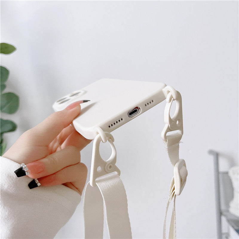 High-Quality Crossbody Necklace Strap Lanyard Cord Soft Silicone iPhone Case | MagSafe Case with Camera Lens Cover for Apple iPhone 16/15/14/13/12 Pro Max, Plus, Mini Cover – Crossbody Strap, Shoulder Strap, Card Holder | Premium Protective Cover