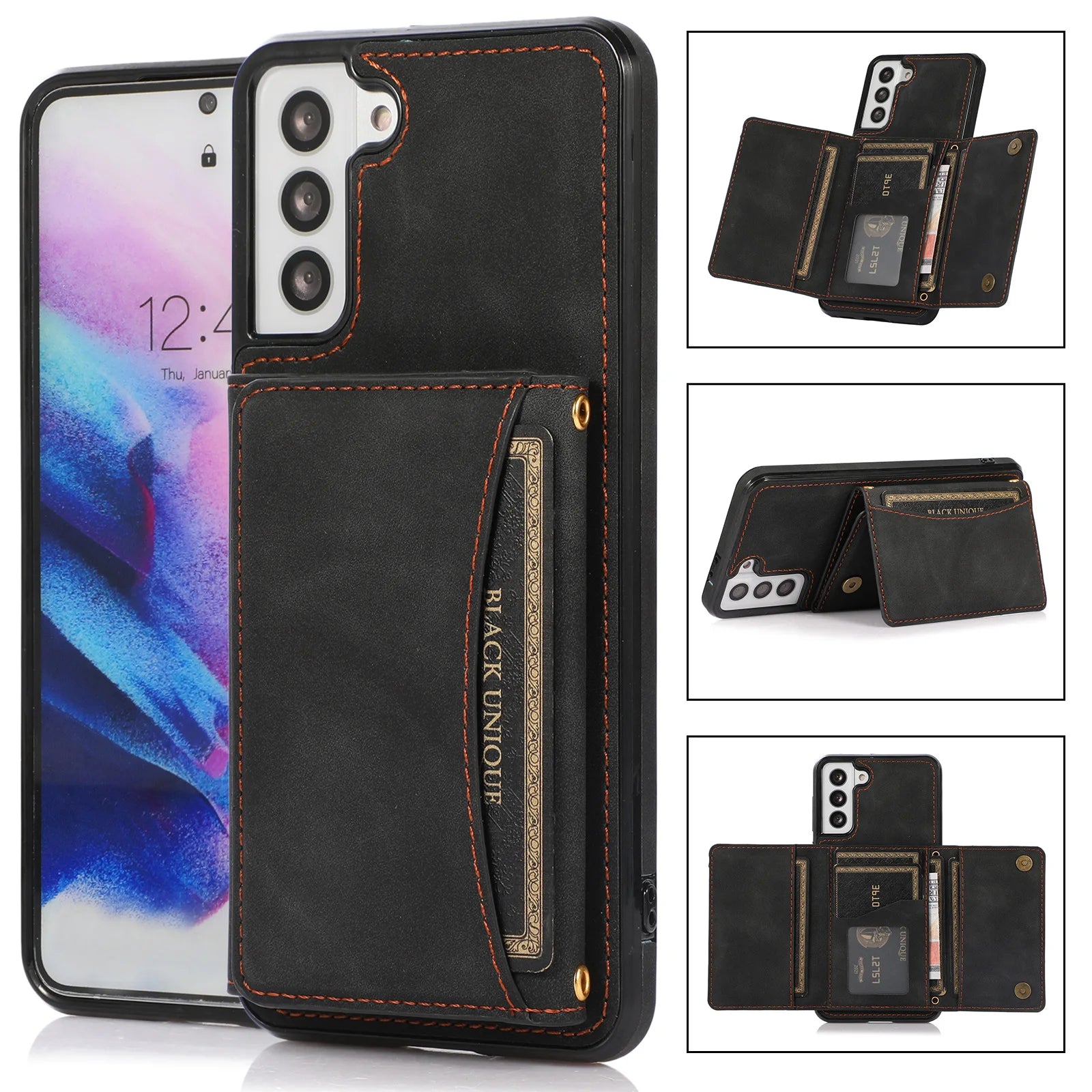 Premium Leather Wallet with Card Slot, Purse, and Stand iPhone Case | MagSafe Case with Full Protection and Camera Lens Cover for Apple iPhone 16/15/14/13/12 Pro Max Plus Mini | Heavy Duty Phone Case | Wallet & Protective Case