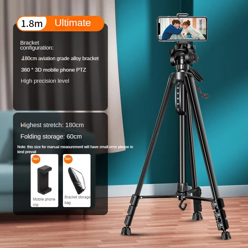 Professional Aluminum Travel Tripod, 140 cm for Videography & Photography: Quick Plate Mounting, Suitable for Smartphones, Apple iPhone 15/14/13/12/11 Pro Max/Plus/Mini, GoPro, Canon/Nikon DSLR/SLR