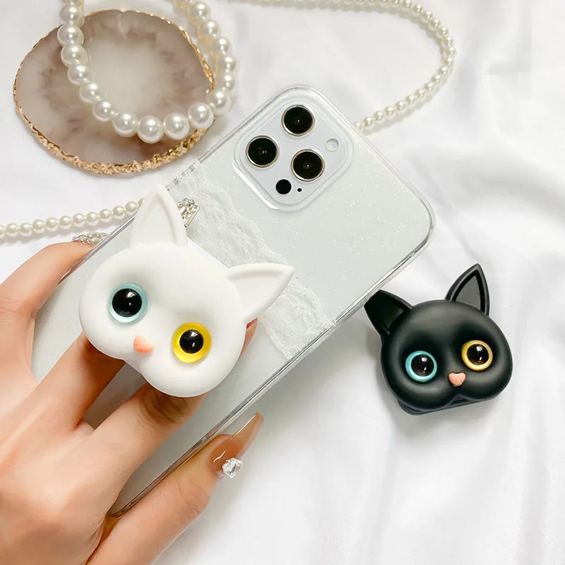 Luxury Air Sac Phone Holder Griptok with Kawaii 3D Cat Handy Finger Ring | Stand Grip Tok Handy Accessory for Smartphones, Apple iPhone, Samsung, iOS & Android | Stylish Phone Ring Holder