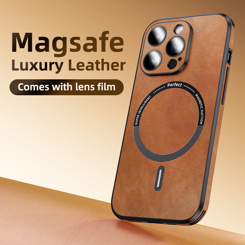 Hochwertige Leder MagSafe Case: Magnetische iPhone-Hülle