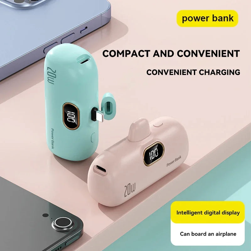 Kuulaa Mini Premium Power Bank 5000mAh – Power Bank with QC PD Fast Charging for Smartphones, Apple iPhone, Samsung, iOS & Android External Battery, Portable Charger for Samsung.