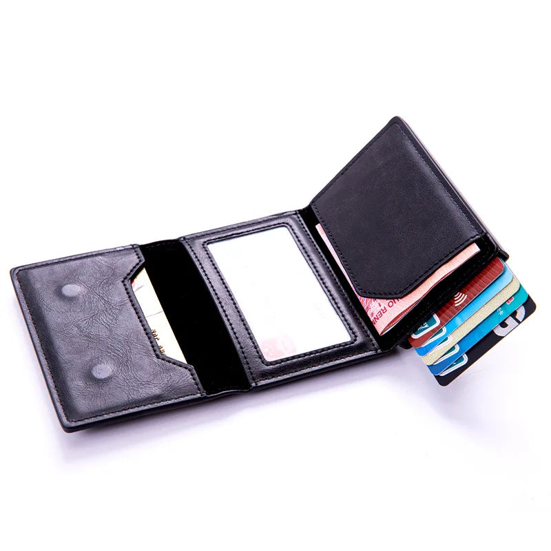 Smart Wallet for Men and Women with AirTag and Credit Card Holder - Leather Wallet for Money and Cards