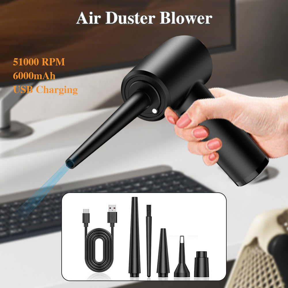 Premium Compressed Air Duster for Electronics: Cordless Air Blower with LED Light - Ideal for Smartphone, Laptop, Tablet, PC, Apple iPhone, iPad, MacBook, iOS, Android, Samsung | Effective Cleaning for Keyboard, Car & More