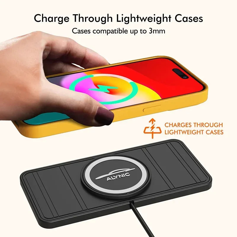 Car Premium 20W Silicone Fast Charging Docking Station | Wireless Charger with Anti-Slip Pad & Fast Wireless Charging Station for Smartphones, Apple iPhone, Samsung, iOS & Android