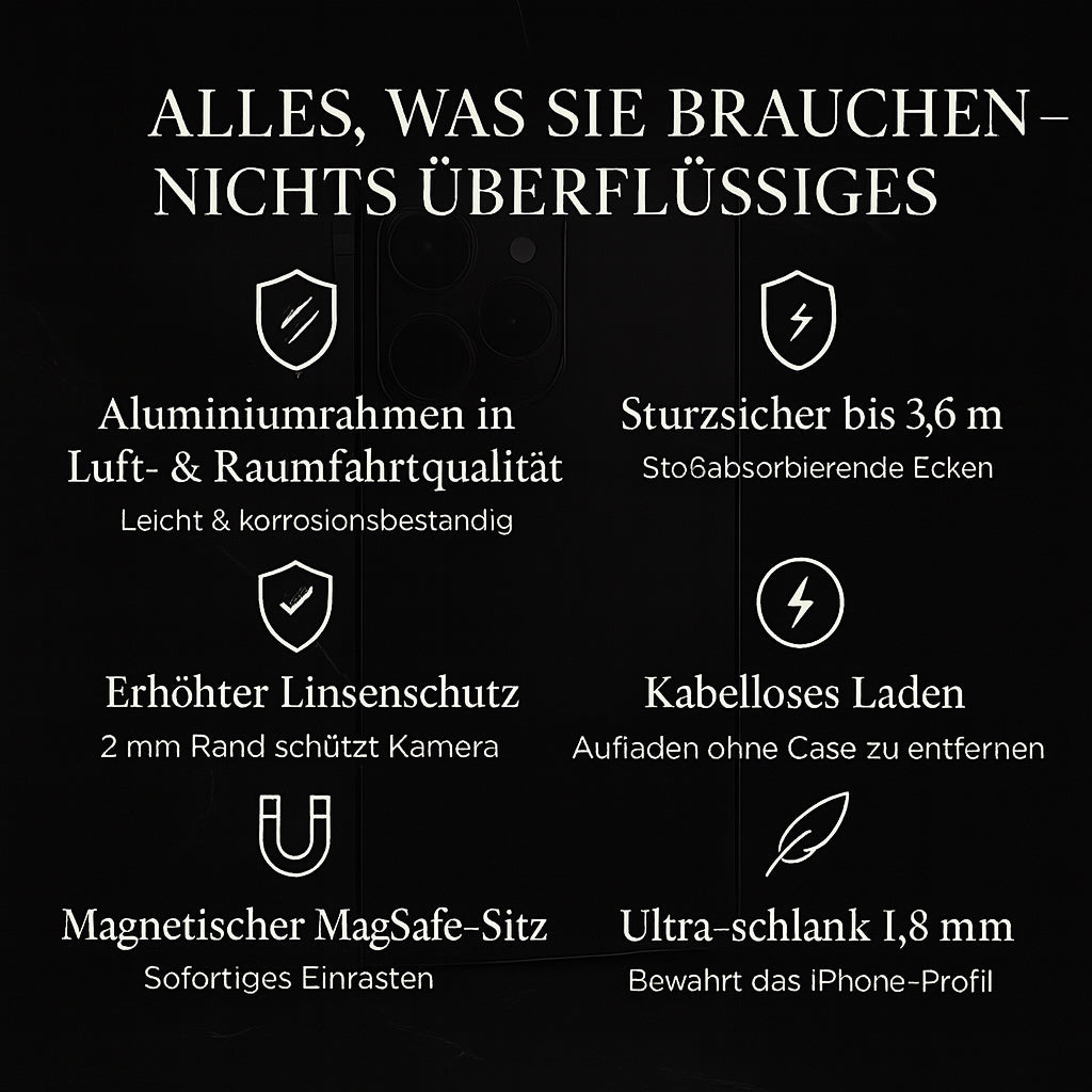 Luxury Shockproof Magnetic Phone Case - Slim Aluminum Frame with Full Lens Protection, Wireless Charging Compatible