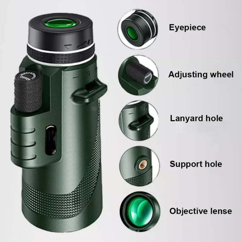 High-Quality Portable Zoom HD 5000m Telescope, Foldable, for Long Distances | Professional Mini Telescope, Powerful: Hunting, Sports, Outdoor, Camping, Travel | Smartphones, Apple iPhone, Samsung, iOS &amp; Android 