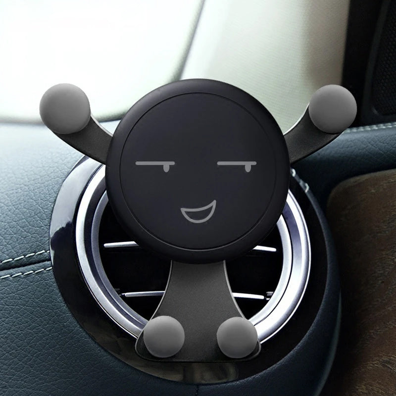 High-Quality Gravity Car Phone Holder Air Vent Clip with Smiley Face Mobile Mount for Smartphones, Apple iPhone, Samsung, iOS & Android Xiaomi, Samsung | Limited Edition