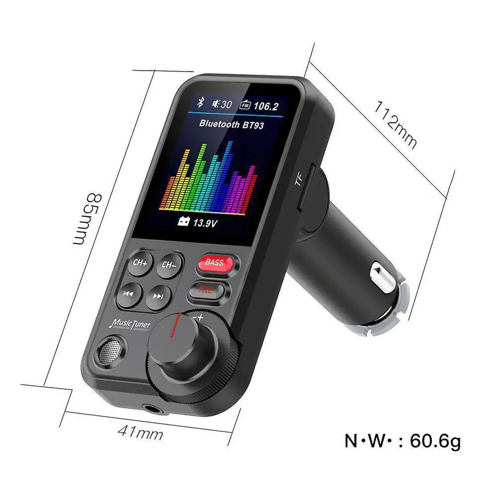 Premium Car USB Phone Charger & Bluetooth FM Transmitter | Supports QC 3.0 Charging, Sound Control, Music Player for Treble and Bass Smartphones, Apple iPhone, Samsung, iOS & Android