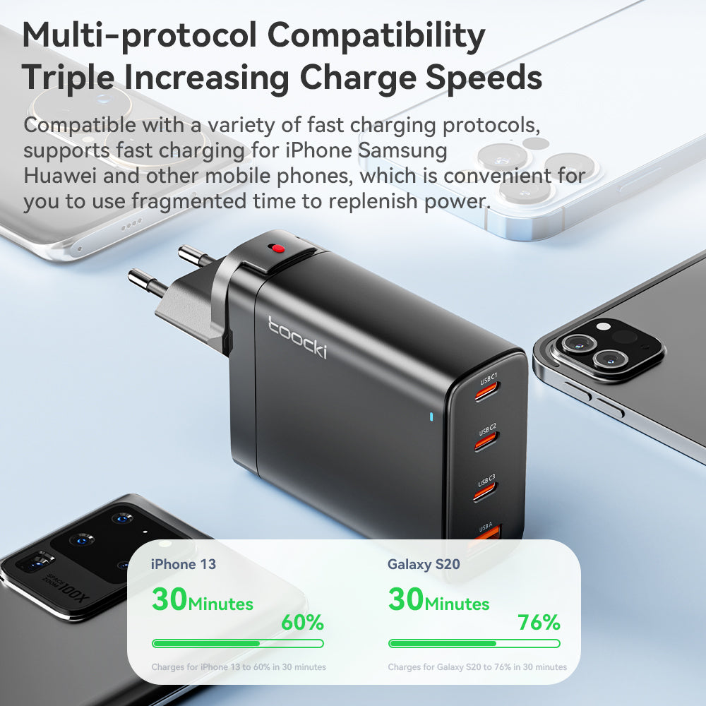 High-Quality 67W GAN USB C Charger Fast Charger 65W QC 4.0 PD 3.0 45W USB C Type C Fast Charger for Smartphones, Apple iPhone, Samsung, iOS & Android MacBook