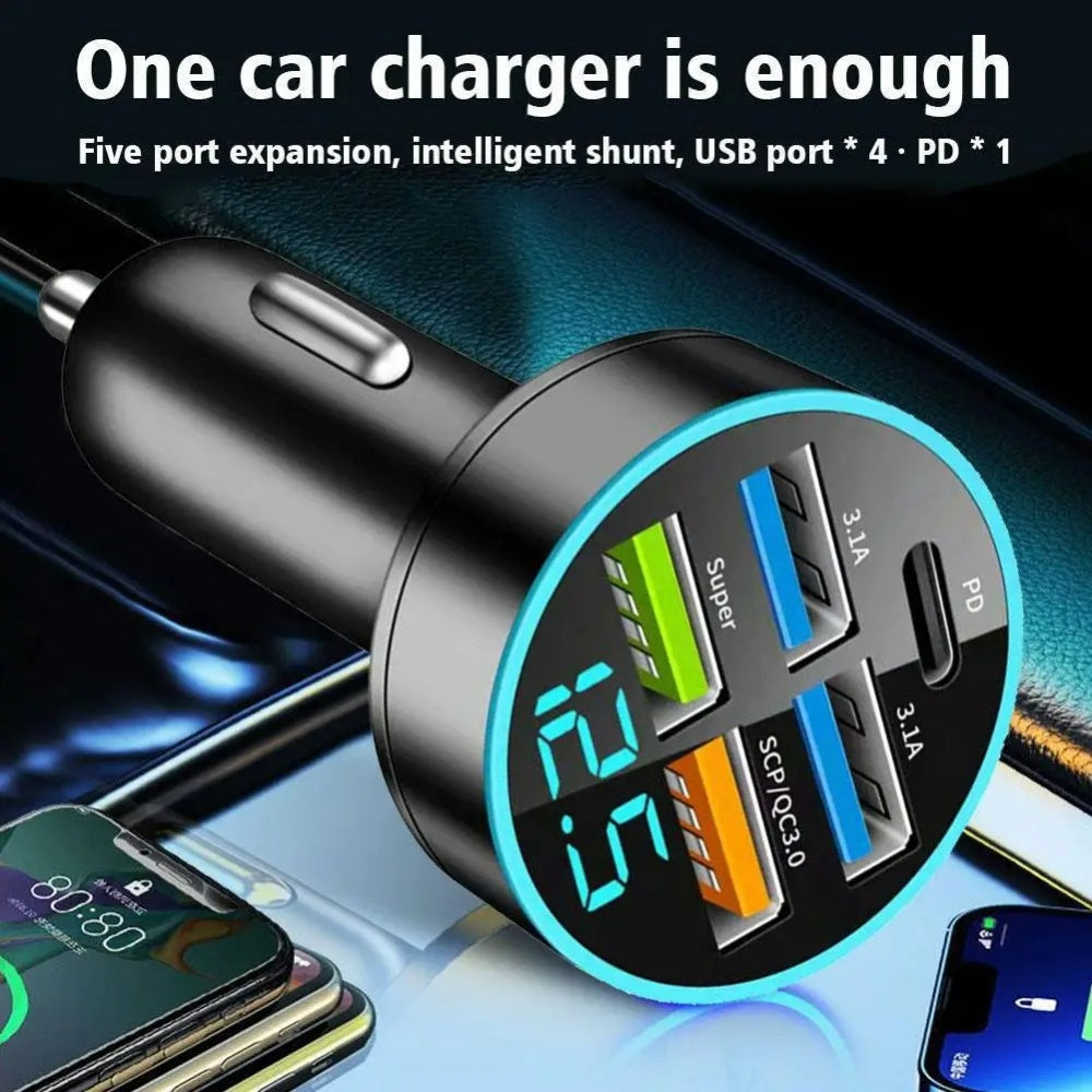 2024 Premium Bluetooth 5.2 FM Transmitter for Car, FM/Aux Bluetooth Adapter, Auto USB Charger, Bass Boost, 3-Port Charger | Car USB Charger Smartphones, Apple iPhone, Samsung, iOS & Android