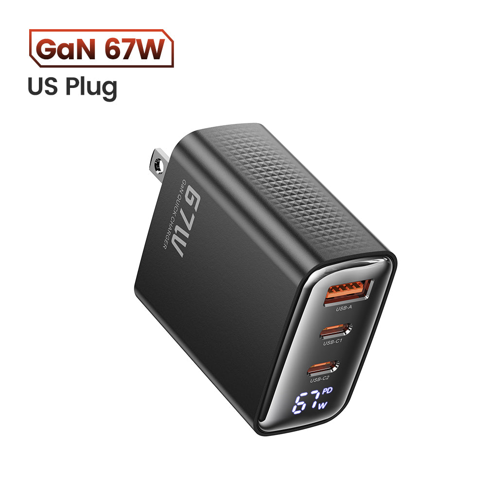 High-Quality 67W GAN USB C Charger Fast Charger 65W QC 4.0 PD 3.0 45W USB C Type C Fast Charger for Smartphones, Apple iPhone, Samsung, iOS & Android MacBook