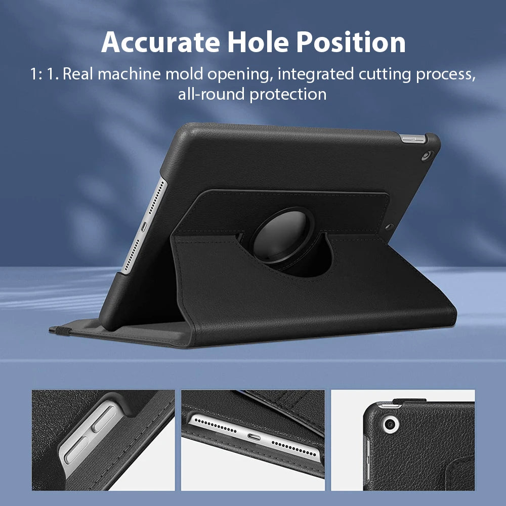 Premium iPad Smart Cover™ iPad/Pro/Air/Mini: 10/9/8/7/6/5/4/3 Series: - Stylish & Functional 360° Rotating Leather Tablet Case