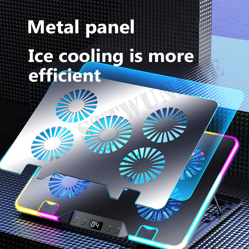 Premium RGB Gaming Laptop Stand: Notebook Cooler with 6 Fans at 2600 RPM for Macbook MacBook Air/Pro/M3/M2/M1: 16,14,13-inch | 2024/2023/2022/2020 Series | Compatible with MacBook, Laptop, Notebook - Optimized Air Cooling & Stylish Design