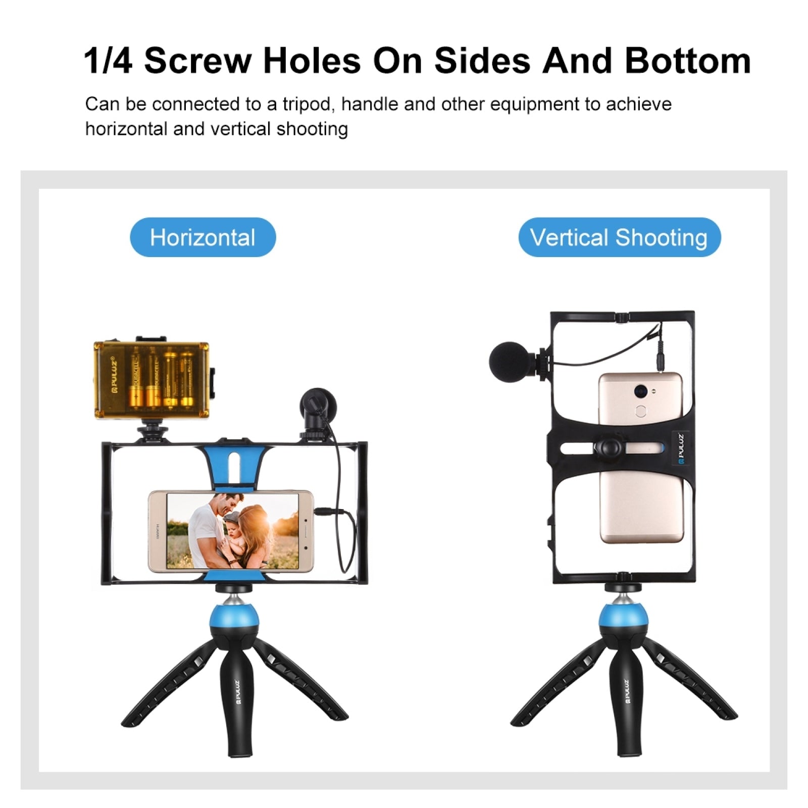 Camera Cage Stabilizer for Smartphones, Apple iPhone, Samsung, iOS & Android : Film Production Rig & Hand Grip Bracket | Premium Video Camera Cage for Apple iPhone and Android