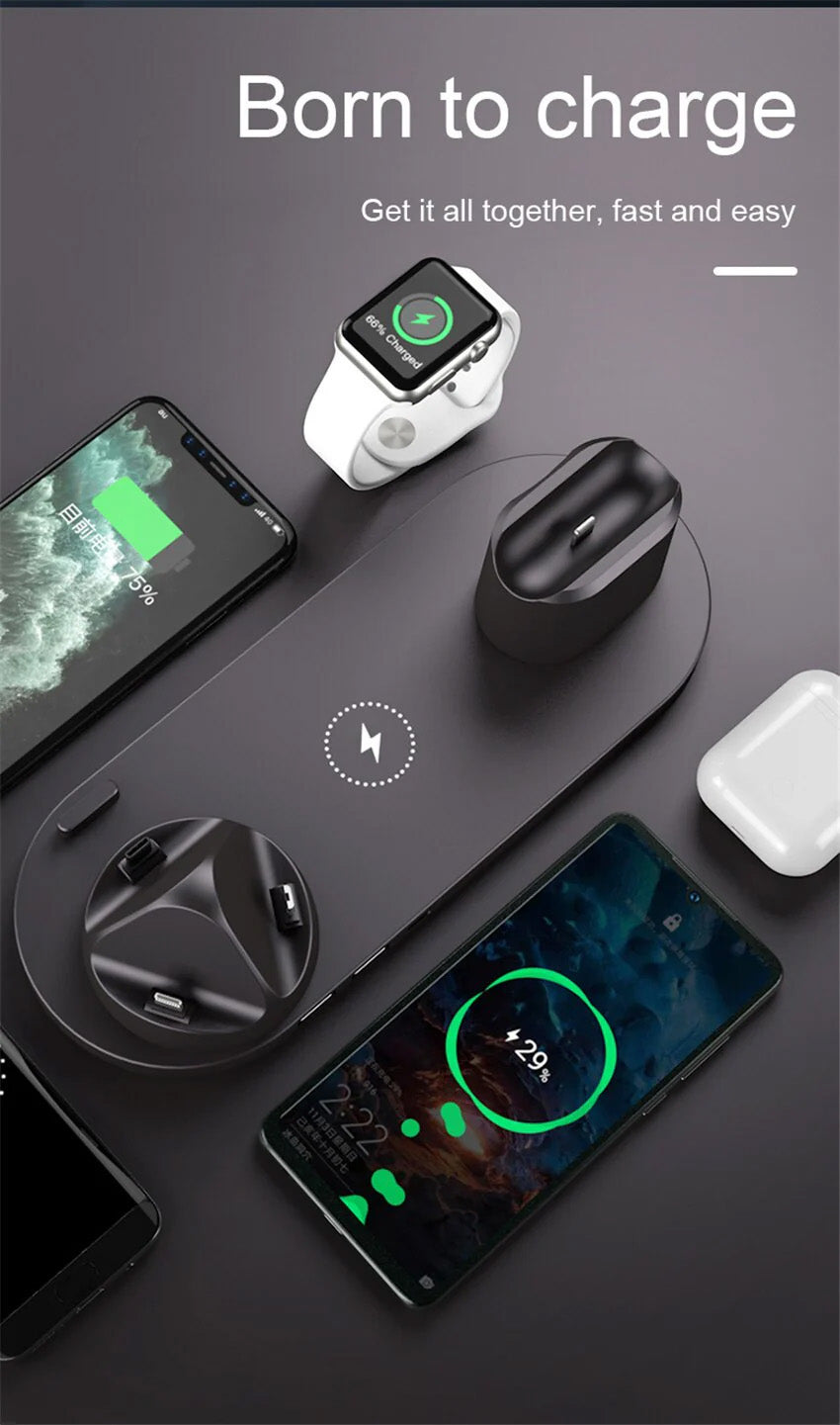 7-in-1 Charging Station Fast Wireless Charger | Fast Charging Dock 30W USB Type C  Apple Watch, AirPods, Smartphones, Apple iPhone, Samsung, iOS & Android Fast Charger