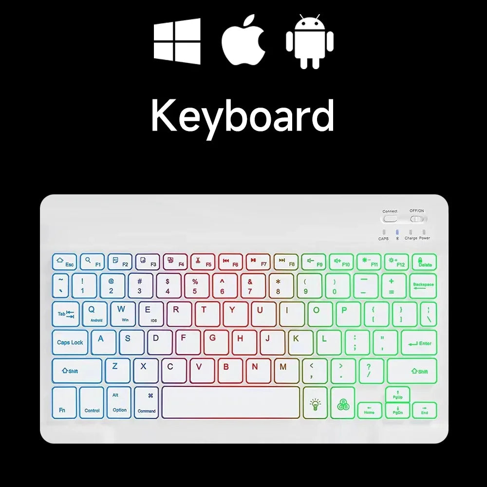 10-Inch Backlit for iPad/Pro/Air/Mini: 10/9/8/7/6/5/4/3 Series: Keyboard and Mouse Backlight | Premium Bluetooth Keyboard For iOS Android Windows Wireless Keyboard and Mouse