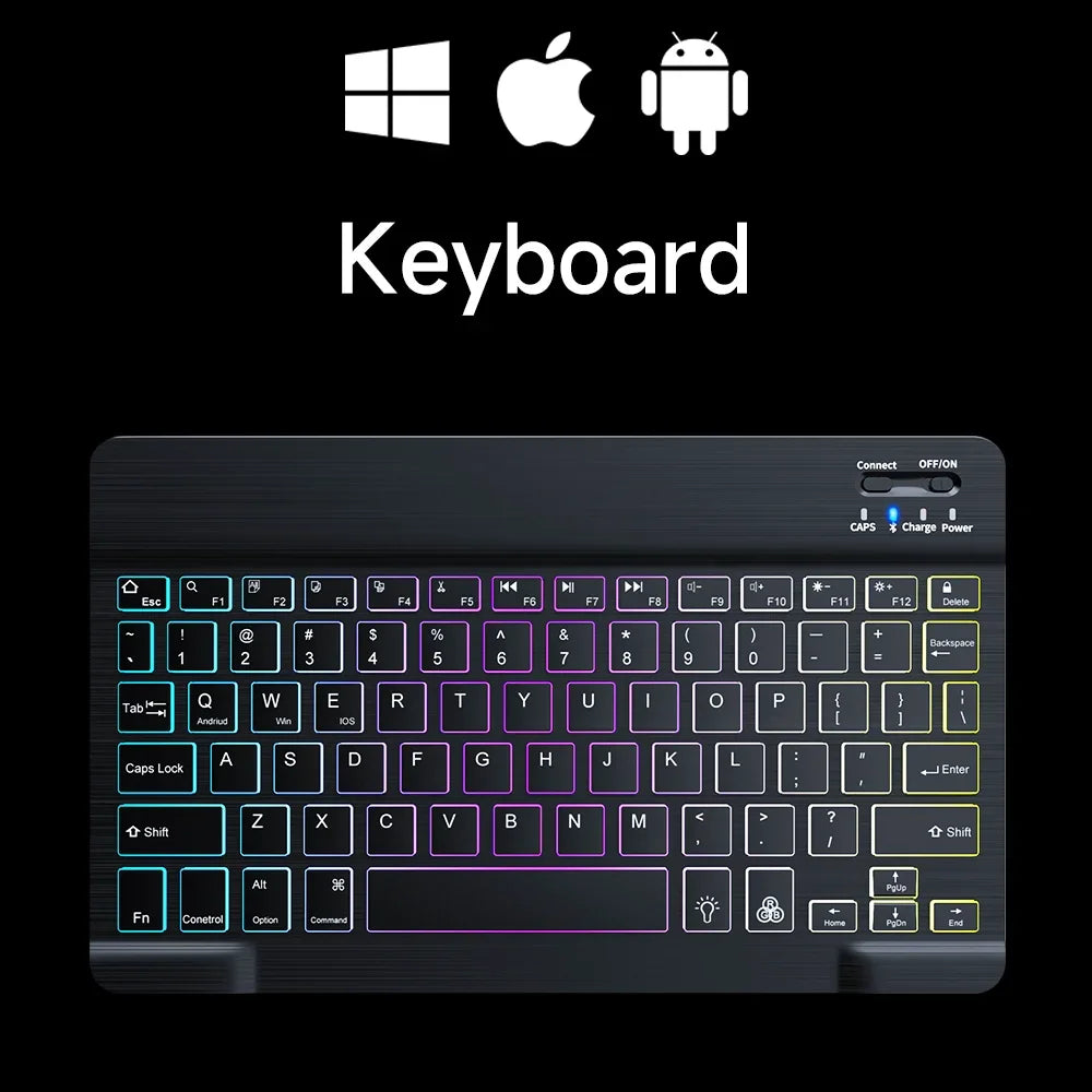 10-Inch Backlit for iPad/Pro/Air/Mini: 10/9/8/7/6/5/4/3 Series: Keyboard and Mouse Backlight | Premium Bluetooth Keyboard For iOS Android Windows Wireless Keyboard and Mouse