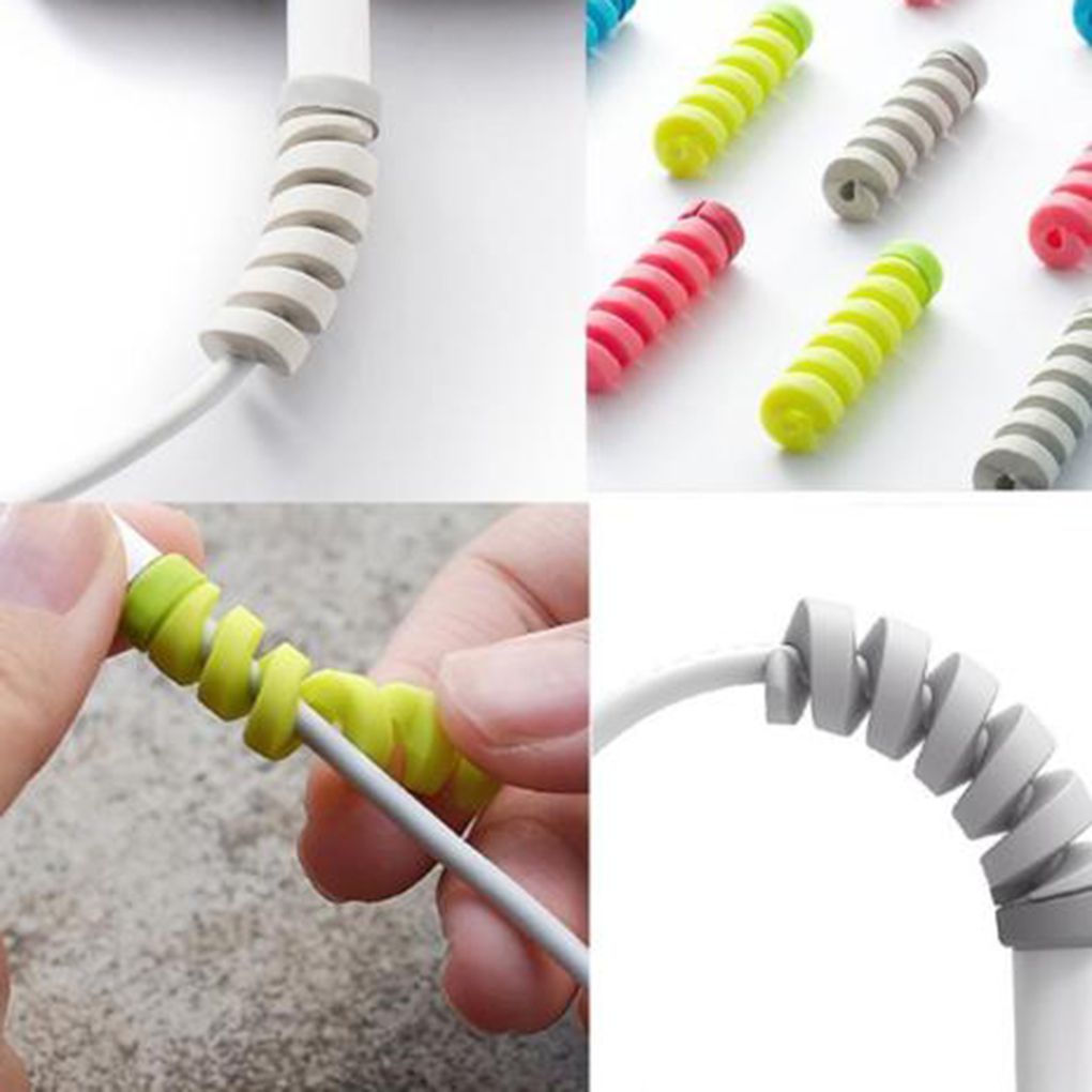 Premium 1/12 Piece Cable Protection: Universal Silicone Data Cable Spiral Wrapper Cord Organizer Cover   for Smartphone, Laptop, Tablet, PC, Apple iPhone, iPad, MacBook, iOS, Android, Samsung USB Charger – Wire Cable 