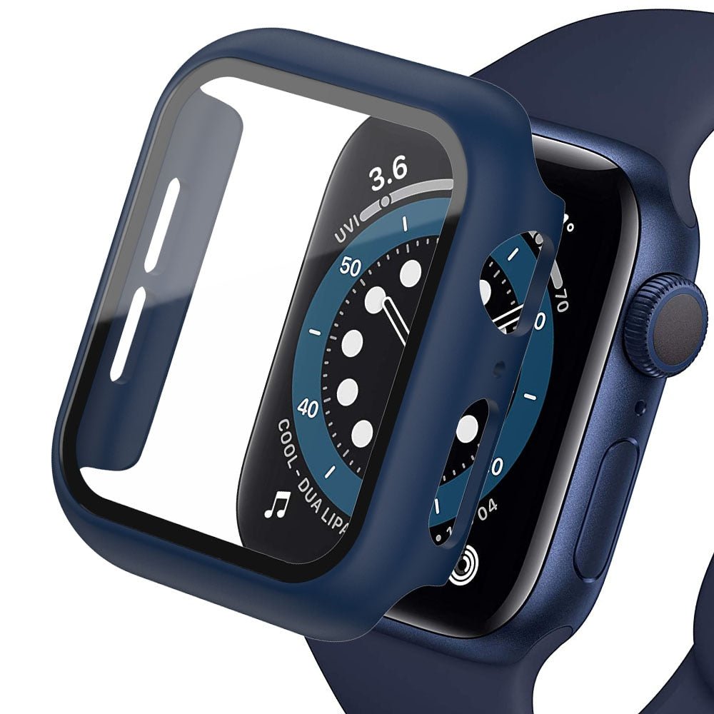 Gehärtete Glasschutz PC-Stoßfänger Apple Watch Serie 9/8/7/6/5/4/SE Schutzfolie Gehäuse 38mm, 40mm, 41mm, 42mm,